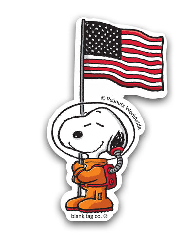 Astronaut Snoopy w/ Flag Sticker